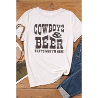 Azura Exchange COW BOYS & BEERS Letters Graphic T-shirt - M thumbnail