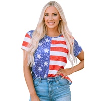 Azura Exchange American Flag Print Distressed Crew Neck T-Shirt - L thumbnail