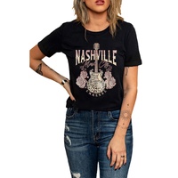 Azura Exchange Leopard Guitar Rose Print T-Shirt - L thumbnail