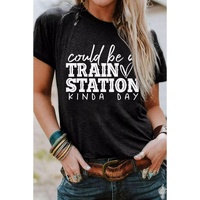 Black Could be a TRAIN STATION KINDA DAY Graphic Tee - 2XL thumbnail
