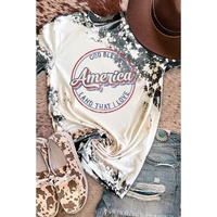 Gray America Slogan Tie Dye Print T Shirt - M thumbnail
