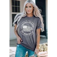 Gray United States Of America Flag Graphic Print T Shirt - XL thumbnail