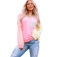 Azura Exchange Long Sleeve Striped Color Block T-Shirt - M thumbnail