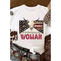 White American Woman Bull Skull Graphic T Shirt - 2XL thumbnail