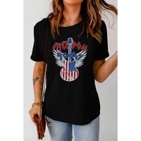 Black American Flag Guitar Print Crew Neck Tee - 2XL thumbnail