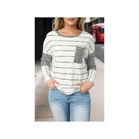 Azura Exchange Patchwork High Low Side Slits Long Sleeve Top - M thumbnail