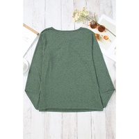Mist Green Long Sleeve Snap Button Henley Top - L thumbnail
