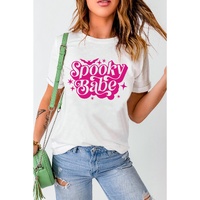 White Spooky Babe Bat Print Halloween Crewneck T Shirt - XL thumbnail