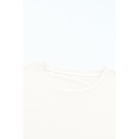 White Casual Plain Crew Neck Tee - M thumbnail