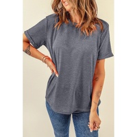 Gray Casual Plain Crew Neck Tee - XL thumbnail