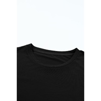 Black Casual Plain Crew Neck Tee - S thumbnail