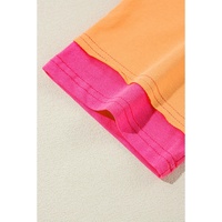 Pink Color Block Stitching Sleeve Round Neck Oversize Top - 2XL thumbnail