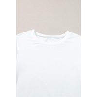 White Floral Crochet Sleeve Crew Neck Top - L thumbnail