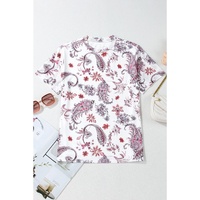 White Vintage Paisley Mock Neck T Shirt - L thumbnail