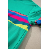 Green Colorful Striped Accent Long Sleeve T Shirt - 2XL thumbnail