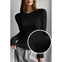 Black Fleece Lined Slim Fit Long Sleeve T Shirt - L thumbnail