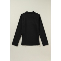 Black Mock Neck Thermal Lined Long Sleeve Tee - S thumbnail