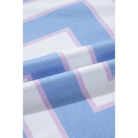 Sky Blue Zigzag Striped Print V Neck Oversized Top - L thumbnail