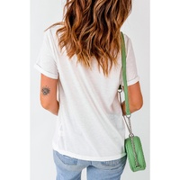 White America Star Shape Print O Neck Loose Fit T Shirt - M thumbnail