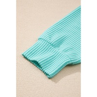 Aruba Blue Solid Color Corded Knit Round Neck Top - XL thumbnail