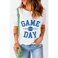 White GAME DAY Rugby Football Graphic Crewneck T Shirt - XL thumbnail