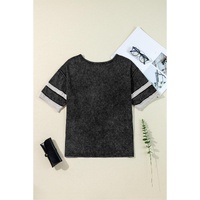 Black Varsity Stripe Half Sleeve Vintage Tee - L thumbnail