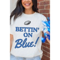 White Rugby Football BETTIN ON Blue Graphic Crewneck T Shirt - XL thumbnail