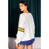 White Number 76 Printed Retro Sporty Long Sleeve Top - S thumbnail