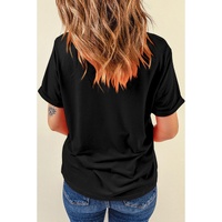 Black So Very Thankful Heart Printed Crewneck Thanksgiving T Shirt - L thumbnail