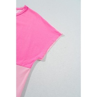 Pink Two Tone Half Buttons Collared T Shirt - L thumbnail