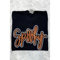 Black Spooky Rhinestone Crew Neck Graphic Tee - 2XL thumbnail