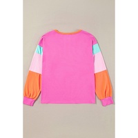 Azura Exchange Rose Red Chenille MERRY Christmas Patched Colorblock Long Sleeve Top - XL thumbnail