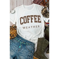 White COFFEE WEATHER Round Neck Graphic T Shirt - M thumbnail