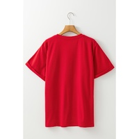 Red Christmas MERRY Graphic Cuffed Sleeve T Shirt - M thumbnail