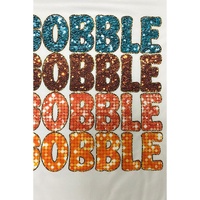 White Heat Transfer GOBBLE Graphic Crewneck Thanksgiving T Shirt - 2XL thumbnail