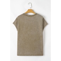 Sage Green Vintage Washed Short Dolman Sleeve Oversized T Shirt - L thumbnail