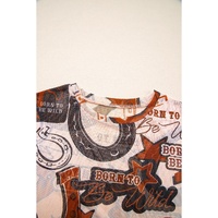 Brown Western Horseshoe Printed Mesh T Shirt - L thumbnail