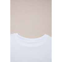 White Loose Half Sleeve Hi Low Hem T Shirt - L thumbnail