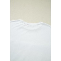 White Sequin Stripes Patchwork Mardi Gras Crew Neck T Shirt - S thumbnail