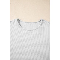 Light Grey Textured Loose T Shirt - L thumbnail