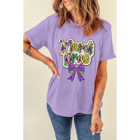 Wisteria mardi gras Bow Printed Crewneck Holiday T Shirt - 2XL thumbnail