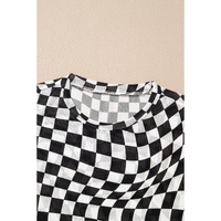 Black Checker Mesh Crew Neck T Shirt - L thumbnail