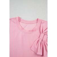 Pink Bow Applique Half Sleeve T-shirt - M thumbnail