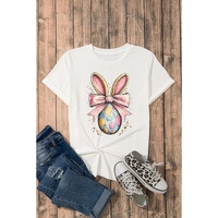 White Easter Egg Bow Bunny Ear Printed T Shirt - M thumbnail