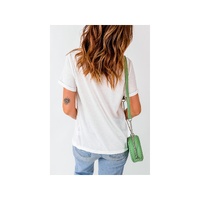 White Polka Dot Bow Rabbit Graphic Crewneck Easter Fashion Tee - M thumbnail
