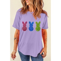 Wisteria Easter Shiny Bunny Graphic Crewneck T Shirt - L thumbnail