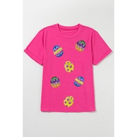 Rose Red Easter Eggs Patched Crew Neck Graphic Tee - M thumbnail