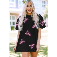 Black Sequin Crawfish Patched Crew Neck Tee - M thumbnail