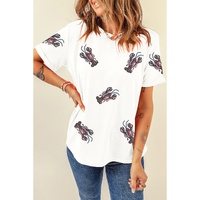 White Sequined Lobster Crewneck Tee - M thumbnail