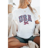 White Checkered USA Graphic Casual Tee - 3XL thumbnail
